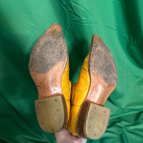 Vintage CROCODILE matching cowboy boots and belt set yellow leather - Picture 8 of 13